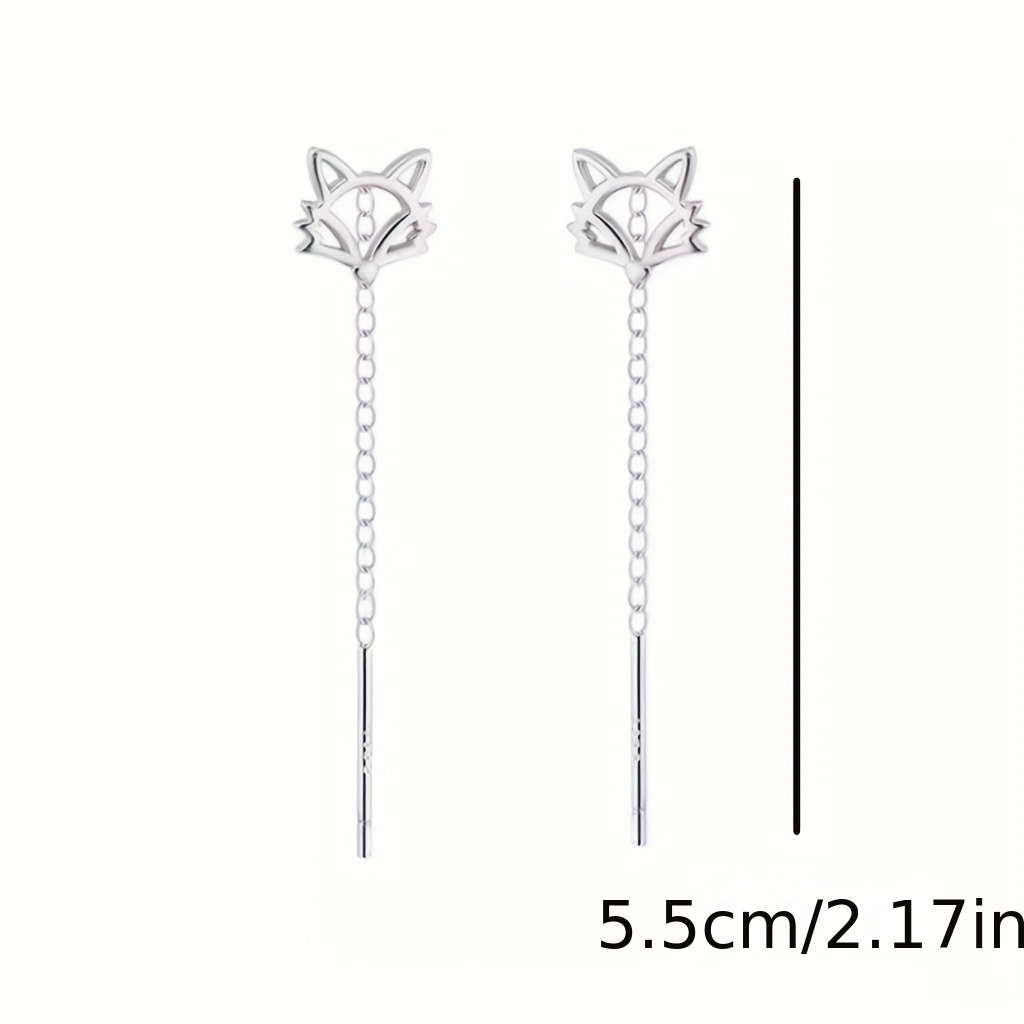 Women's Fox Ear Wire Easy Fringe Short Earrings
